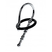 Серебристый уретральный плаг-бусины TOYFA Metal с мягким фиксириющим кольцом - ToyFa - купить с доставкой в Раменском