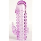 Закрытая фиолетовая насадка с 2 отростками - 13 см. - Toyfa Basic - в Раменском купить с доставкой