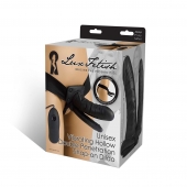 Полый страпон с двумя отростками и вибрацией Unisex Vibrating Hollow Strap-On Double Penetrating Dildo - 17,8 см. - Lux Fetish - купить с доставкой в Раменском