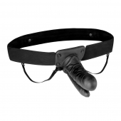 Полый страпон с двумя отростками и вибрацией Unisex Vibrating Hollow Strap-On Double Penetrating Dildo - 17,8 см. - Lux Fetish - купить с доставкой в Раменском