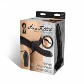 Чёрный полый страпон с вибрацией Unisex Vibrating Hollow Strap-On - 14 см. - Lux Fetish - купить с доставкой в Раменском