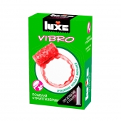 Розовое эрекционное виброкольцо Luxe VIBRO  Поцелуй стриптизёрши  + презерватив - Luxe - в Раменском купить с доставкой
