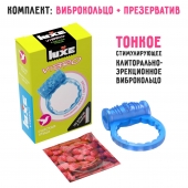 Голубое эрекционное виброкольцо Luxe VIBRO  Райская птица  + презерватив - Luxe - в Раменском купить с доставкой