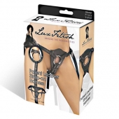 Черные трусики для страпона из патентованной кожи - Lux Fetish - купить с доставкой в Раменском