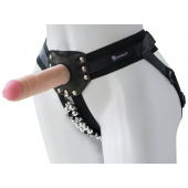 Черный пояс-трусики с насадкой  Гламур Dana  - 15,5 см. - LOVETOY (А-Полимер) - купить с доставкой в Раменском