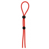 Красное лассо на пенис с двумя бусинами STRETCHY LASSO CAGE - Dream Toys - в Раменском купить с доставкой