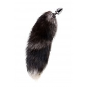 Серебристая металлическая анальная втулка с хвостом чернобурой лисы - размер S - ToyFa - купить с доставкой в Раменском
