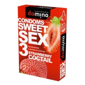 Презервативы для орального секса DOMINO Sweet Sex с ароматом клубничного коктейля  - 3 шт. - Domino - купить с доставкой в Раменском