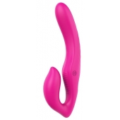 Ярко-розовый безремневой страпон REMOTE DOUBLE DIPPER - 22 см. - Dream Toys - купить с доставкой в Раменском