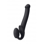 Черный безремневой страпон Silicone Bendable Strap-On M - Strap-on-me - купить с доставкой в Раменском