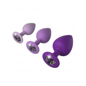 Набор из 3 фиолетовых анальных пробок со стразами Little Gems Trainer Set - Pipedream - купить с доставкой в Раменском