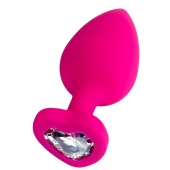 Розовая анальная втулка Diamond Heart с прозрачным кристаллом - 9,5 см. - ToyFa - купить с доставкой в Раменском Розовая анальная втулка Diamond Heart с прозрачным кристаллом - 9,5 см. - ToyFa - купить с доставкой в Раменском