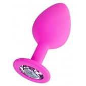 Розовая анальная втулка Brilliant с прозрачным кристаллом - 8 см. - ToyFa - купить с доставкой в Раменском Розовая анальная втулка Brilliant с прозрачным кристаллом - 8 см. - ToyFa - купить с доставкой в Раменском