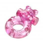 Розовое эрекционное виброкольцо на пенис Pink Bear - Baile - в Раменском купить с доставкой