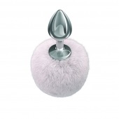 Серебристая анальная пробка с белым пушистым хвостиком Twinkle - Lola Games - купить с доставкой в Раменском