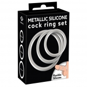 Набор из 3 эрекционных колец под металл Metallic Silicone Cock Ring Set - Orion - в Раменском купить с доставкой