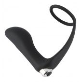 Черное эрекционное кольцо с анальной вибропробкой Vibrating Ring   Plug - Orion - в Раменском купить с доставкой