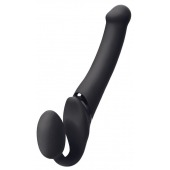 Черный безремневой вибрострапон Silicone Bendable Strap-On M - Strap-on-me - купить с доставкой в Раменском