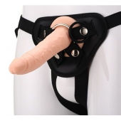 Телесный страпон на черных трусиках STRAP ON REAL DILDO - 20 см. - Dream Toys - купить с доставкой в Раменском