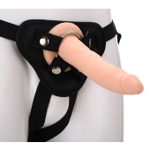 Телесный страпон на черных трусиках STRAP ON REAL DILDO - 20 см. - Dream Toys - купить с доставкой в Раменском