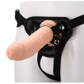 Черные трусики с телесной насадкой STRAP ON REAL DILDO - 21 см. - Dream Toys - купить с доставкой в Раменском