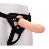 Черные трусики с телесной насадкой STRAP ON REAL DILDO - 21 см. - Dream Toys - купить с доставкой в Раменском