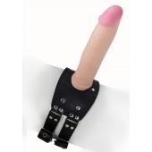 Черный узкий пояс на бедро с телесной насадкой - LOVETOY (А-Полимер) - купить с доставкой в Раменском