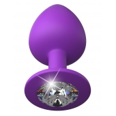 Фиолетовая анальная пробка со стразом Her Little Gem Large Plug - 9,5 см. - Pipedream - купить с доставкой в Раменском