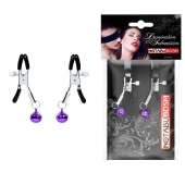 Оригинальные зажимы на соски с фиолетовыми шариками - Notabu - купить с доставкой в Раменском