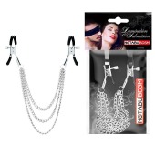 Оригинальные зажимы на соски с тройной цепочкой - Notabu - купить с доставкой в Раменском