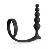 Черная анальная цепочка с эрекционным кольцом Ass-gasm Cockring Anal Beads - Pipedream - в Раменском купить с доставкой