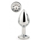 Серебристая анальная втулка с прозрачным кристаллом - 7,1 см. - Dream Toys - купить с доставкой в Раменском