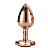 Золотистая анальная втулка с кристаллом-сердечком розового цвета - 7,1 см. - Dream Toys - купить с доставкой в Раменском