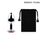 Серебристая анальная пробка с малиновым кристаллом - 7,2 см. - Anal Jewelry Plug - купить с доставкой в Раменском