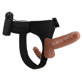 Страпон с вагинальной пробкой и вибрацией Ultra Passionate Harness - 16 см. - Baile - купить с доставкой в Раменском