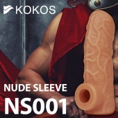 Телесная открытая насадка-реалистик с подхватом мошонки Nude Sleeve L - 14 см. - KOKOS - в Раменском купить с доставкой