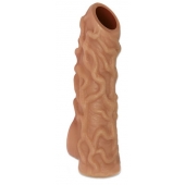 Телесная насадка с венками и открытой головкой Nude Sleeve L - 14 см. - KOKOS - в Раменском купить с доставкой