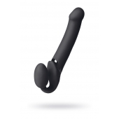 Черный безремневой вибрострапон Vibrating Bendable Strap-On L - Strap-on-me - купить с доставкой в Раменском