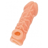 Телесная закрытая насадка с венками Cock Sleeve Size S - 13,8 см. - KOKOS - в Раменском купить с доставкой