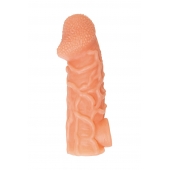 Телесная закрытая насадка с венками Cock Sleeve Size M - 15,6 см. - KOKOS - в Раменском купить с доставкой