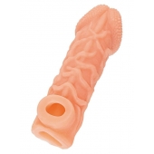 Телесная закрытая насадка с венками Cock Sleeve Size M - 15,6 см. - KOKOS - в Раменском купить с доставкой