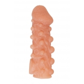 Телесная закрытая насадка с шариками Cock Sleeve Size M - 15,6 см. - KOKOS - в Раменском купить с доставкой