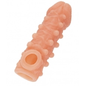 Телесная закрытая насадка с шариками Cock Sleeve Size M - 15,6 см. - KOKOS - в Раменском купить с доставкой