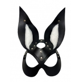 Черная маска зайки с белым мехом на ушках Miss Bunny - БДСМ Арсенал - купить с доставкой в Раменском