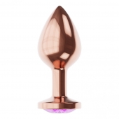 Пробка цвета розового золота с фиолетовым кристаллом Diamond Amethyst Shine S - 7,2 см. - Lola Games - купить с доставкой в Раменском