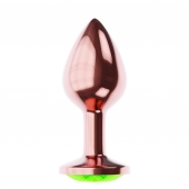 Пробка цвета розового золота с лаймовым кристаллом Diamond Emerald Shine S - 7,2 см. - Lola Games - купить с доставкой в Раменском