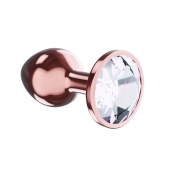Пробка цвета розового золота с прозрачным кристаллом Diamond Moonstone Shine L - 8,3 см. - Lola Games - купить с доставкой в Раменском