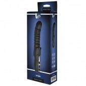 Черный изогнутый вибратор с ребрышками Typhon - 23 см. - Dream Toys