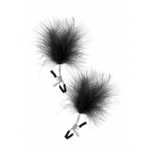 Зажимы на соски с черными пуховыми кисточками Sweet Caress Feather Nipple Clumps - Sweet Caress - купить с доставкой в Раменском
