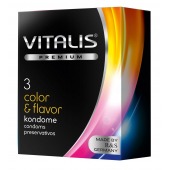 Цветные ароматизированные презервативы VITALIS PREMIUM color   flavor - 3 шт. - Vitalis - купить с доставкой в Раменском
